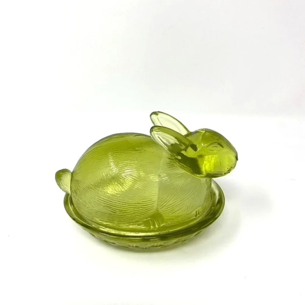 Target Colored Glass Figural Bunny Treats Candy Dish Easter Pink Clear Green